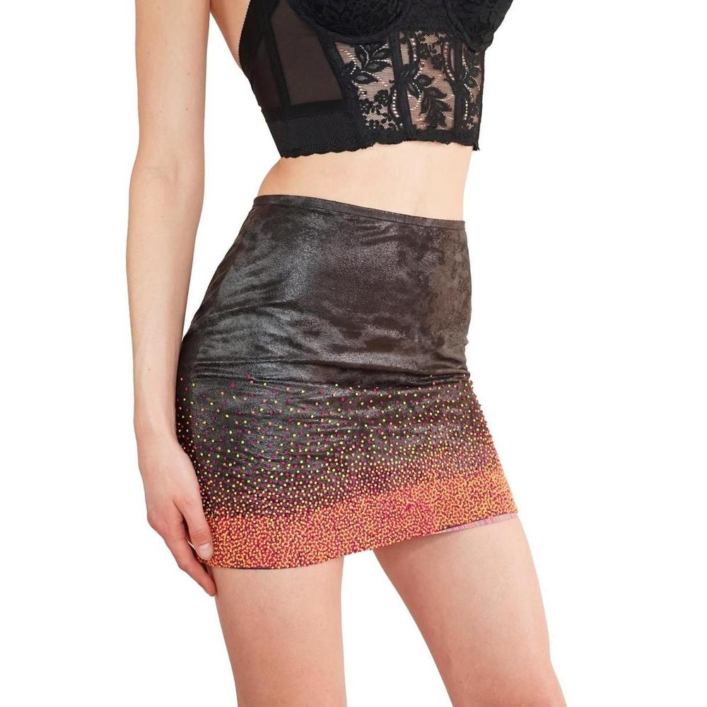 Marianne Kooimans brown leather mini skirt